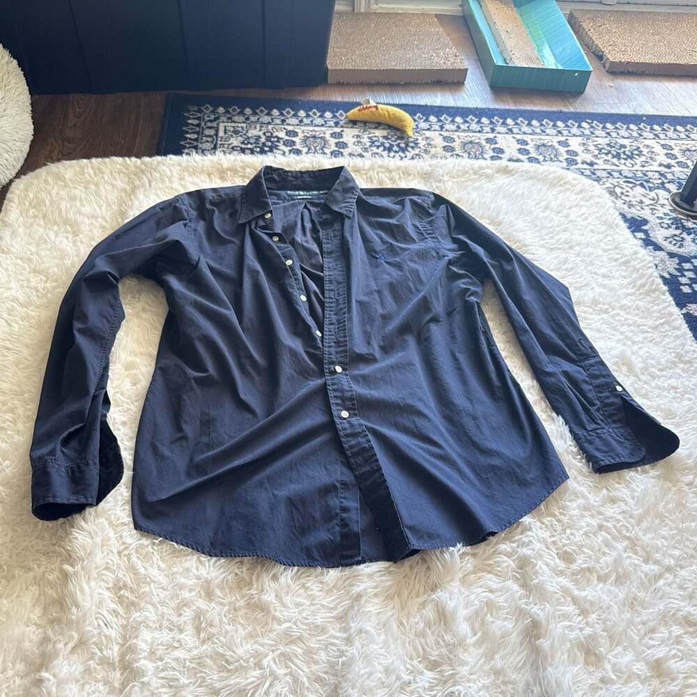 Polo Ralph Lauren Navy Blue Poplin Long Sleeve‎ Button Down Shirt